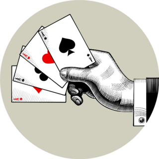 Hand With Ace Playing Cards Fan Vintage Sticker