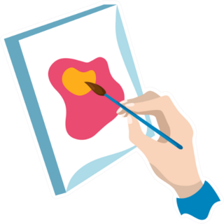 Hand With Brush And Painted Canvas Art Sticker