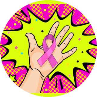 Hand With Ribbon In Pop Art Style Sticker