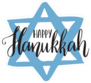 Hand Written Happy Hanukkah Star Sticker