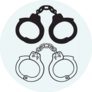 Handcuffs Silhouettes Legal Isolated On Blue Sticker