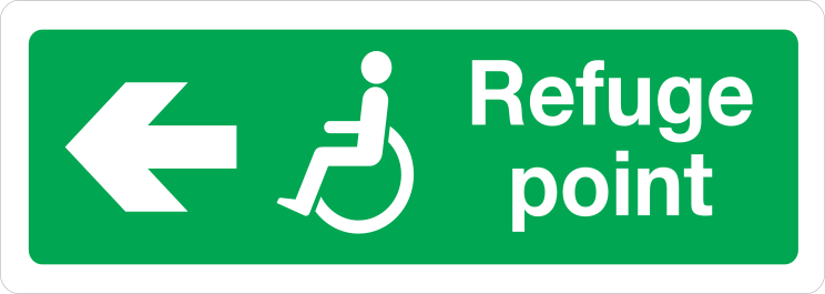 Handicap Refuge Point Left Sign Sticker