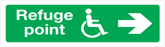 Handicap Refuge Point Right Sign Sticker