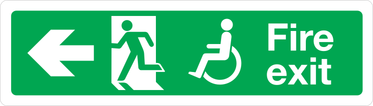 Handicapped Fire Exit Left Sign Sticker