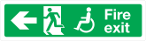 Handicapped Fire Exit Left Sign Sticker