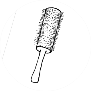 Handle Round Bristles Curly Hair Brush Sketch Sticker