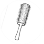 Handle Round Bristles Curly Hair Brush Sketch Sticker