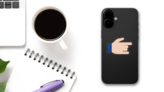 Hands Devil Horns with Thumb Up Emoji Sticker on a Phone (New) example