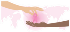 Hands For Helping, World Breast Cancer Awareness Ribbon Sticker