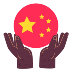 Hands Hold Round Flag Of China Sticker
