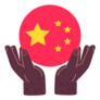 Hands Hold Round Flag Of China Sticker