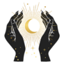 Hands Holding Crescent Moon Magic Sticker