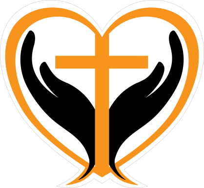 Hands Holding Cross in a Heart Sticker