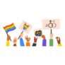 Hands Holding Lgbt Posters Illustration Sticker