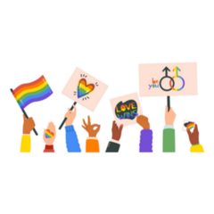 Hands Holding Lgbt Posters Illustration Sticker