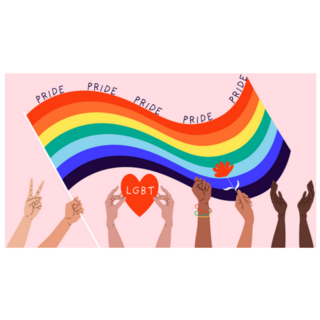 Hands Holding Rainbow Pride Flag Sticker