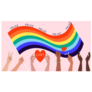Hands Holding Rainbow Pride Flag Sticker