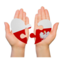 Hands Holding Two Parts Of Puzzle Heart Poland Flag Sticker