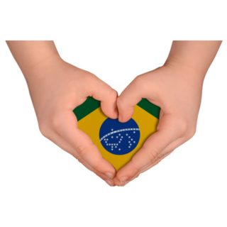 Hands In Heart Brazil Flag Sticker