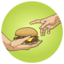 Hands Pass Pop Art Cheeseburger Sticker