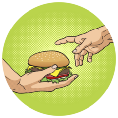 Hands Pass Pop Art Cheeseburger Sticker