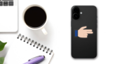 Hands Pointing With Two Fingers Thumb Up LH Emoji Sticker on a Phone (New) example