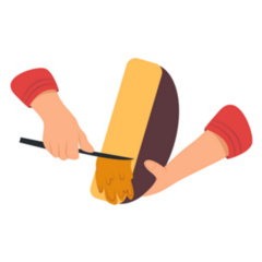 Hands Slicing Cheese With A Knife Illustration Sticker