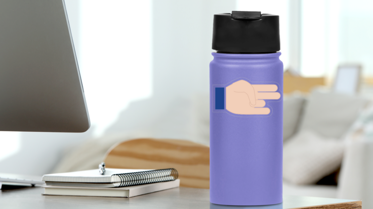 Hands The Shocker Emoji Sticker on a Water Bottle (New) example