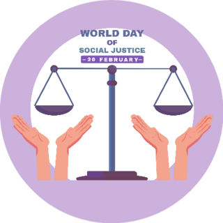 Hands With Justice Scale And World Day Of Social Justice Text Sticker