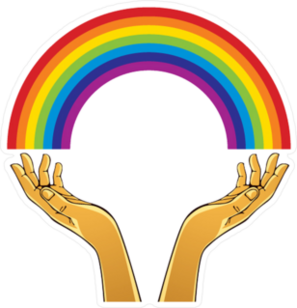 Hands With Rainbow Sticker