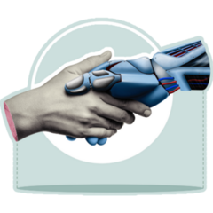 Handshake Of Man And Robot Sticker