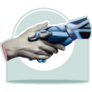 Handshake Of Man And Robot Sticker