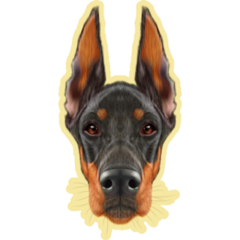 Handsome Doberman Yellow Sticker