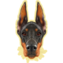 Handsome Doberman Yellow Sticker