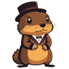 Handsome Groundhog Day In Suit Sticker