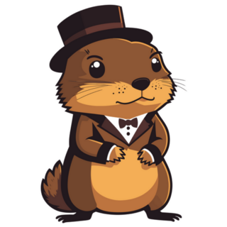 Handsome Groundhog Day In Suit Sticker