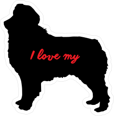 Handwritten I Love My Australian Shepherd Silhouette  Sticker