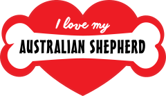 Handwritten I Love My Australian Shepherd With Bone And Heart S