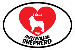 Handwritten I Love My Australian Shepherd With Heart Oval Stick