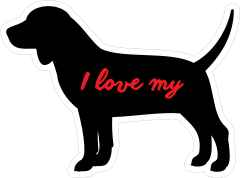 Handwritten I Love My Beagle Silhouette  Sticker