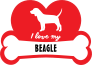 Handwritten I Love My Beagle With Dog Bone And Heart Sticker