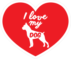 Handwritten I Love My Boxer Heart Sticker