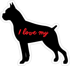Handwritten I Love My Boxer Silhouette  Sticker