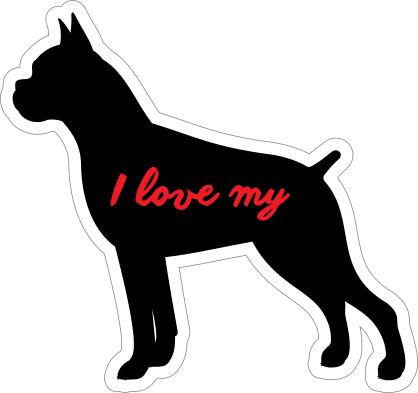 Handwritten I Love My Boxer Silhouette  Sticker