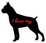 Handwritten I Love My Boxer Silhouette  Sticker