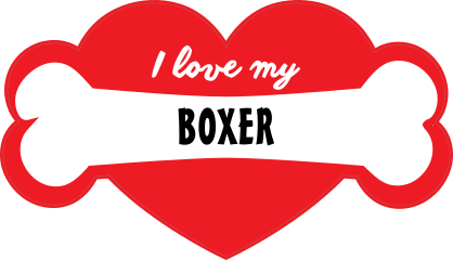Handwritten I Love My Boxer With Bone And Heart Sticker