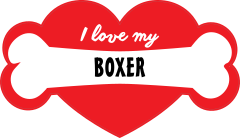 Handwritten I Love My Boxer With Bone And Heart Sticker