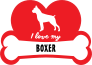 Handwritten I Love My Boxer With Dog Bone And Heart Sticker