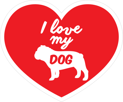 Handwritten I Love My Bulldog Heart Sticker
