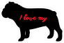 Handwritten I Love My Bulldog Silhouette  Sticker